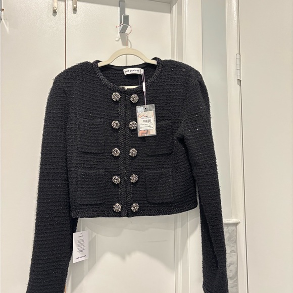 Self-Portrait Jackets & Blazers - Self-Portrait Black Textured Blazer